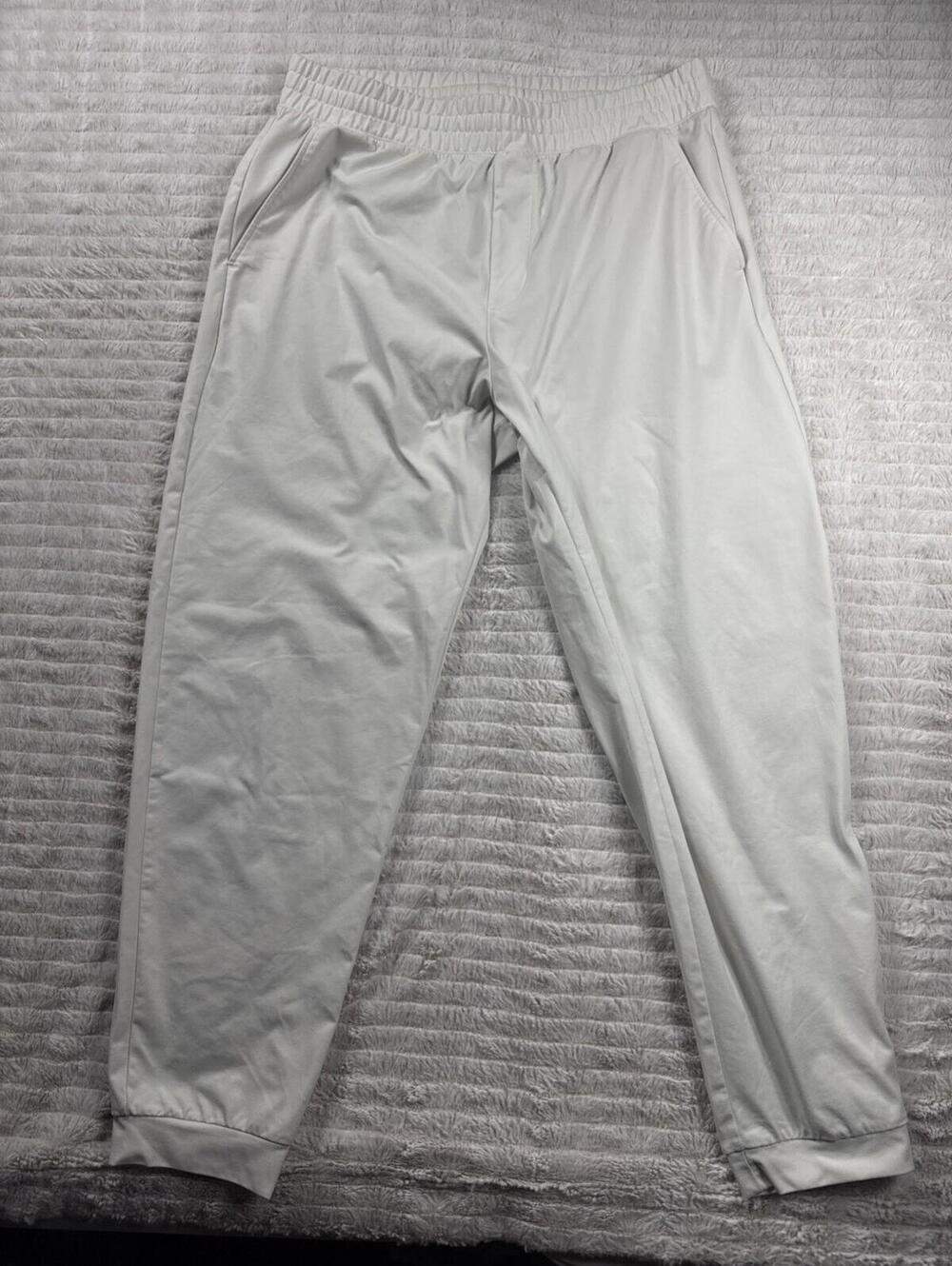 UNIQLO Men’s Cream/White Drawstring Performance Jogger Pants‎ L Athleisure 34x26